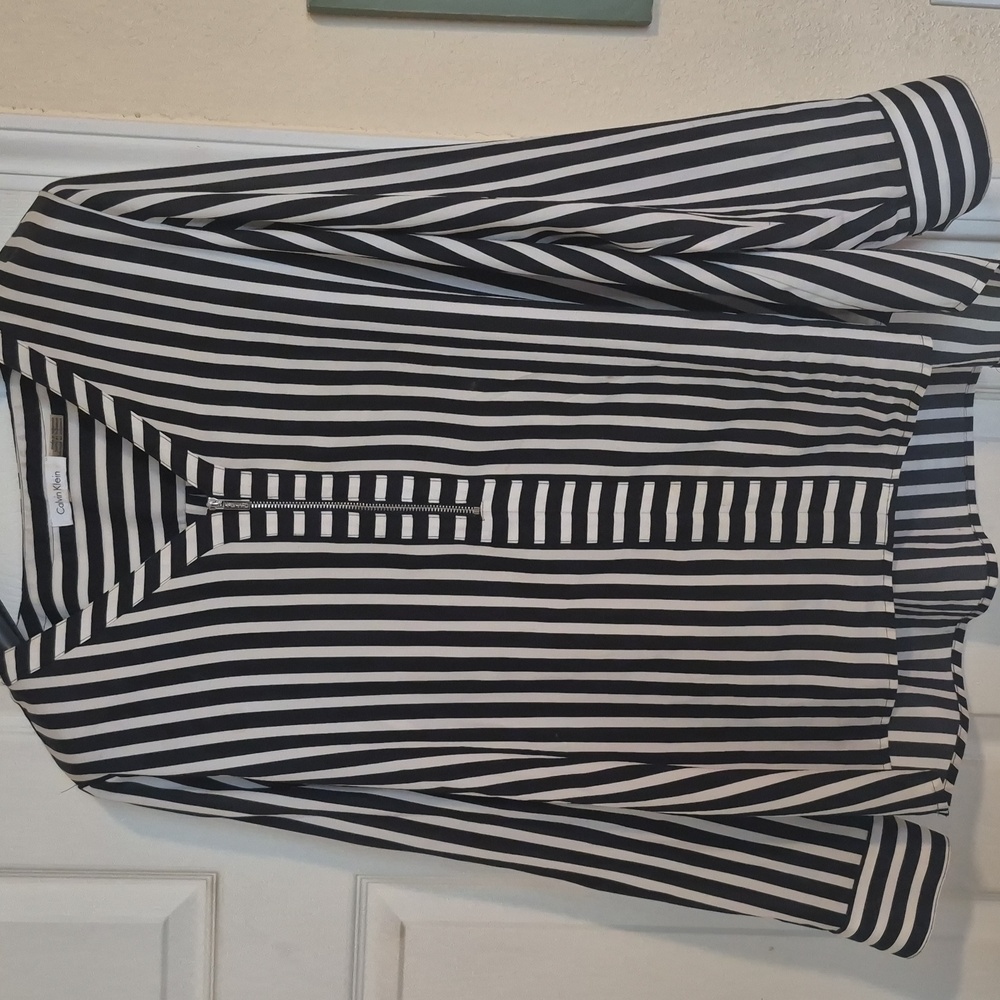 Calvin Klein Black And White Striped Blouse
